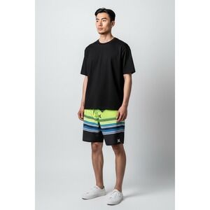 Hurley Phantom Board Shorts Men's Green Neon Stripe Swim Beach, Size 32, NWT